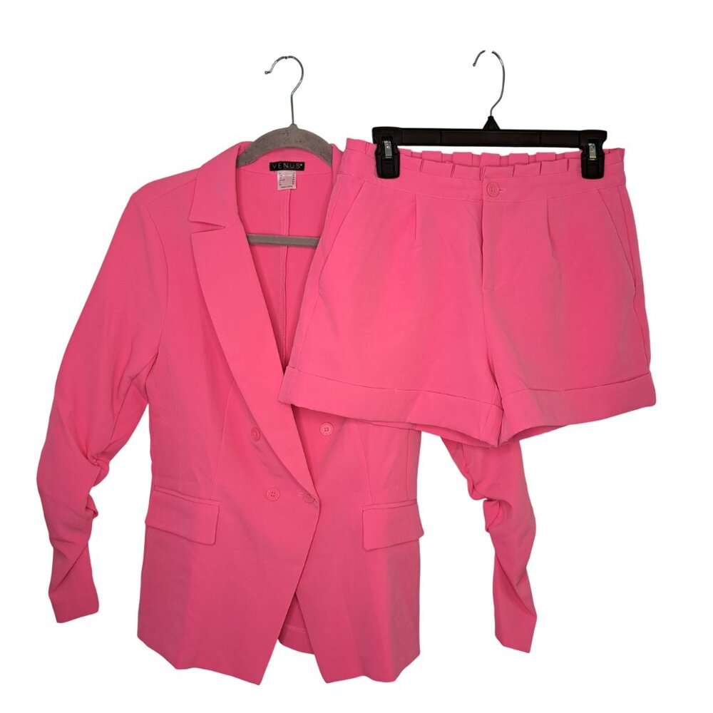 VENUS Bright Pink Two Piece Blazer Jacket and Shorts Set Size 4